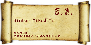Binter Mikeás névjegykártya